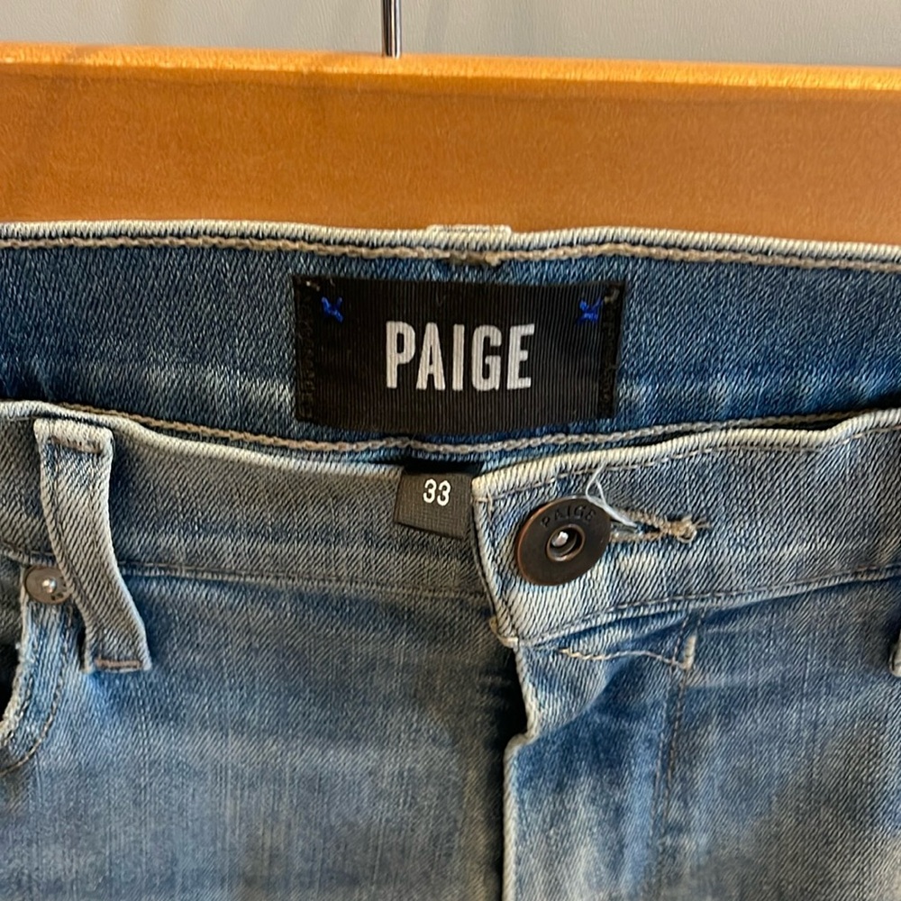 PAIGE Slim Straight Jeans in Light Blue Denim
